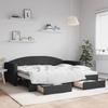 VidaXL Daybed with Trundle and Drawers Black 90x200 Cm Fabric 3197226