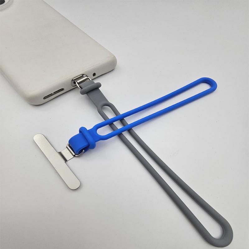 1Pcs 2In1 Silicone Mobile Phone Wrist Straps Short Lanyard Soft Hanging Cord With Stainless Steel Metal Tether Tab Gasket