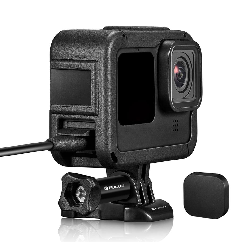 PULUZ PU582B PA Frame for GoPro Hero 11 Black/10 Black/9 Black Camera Cage with Cold Shoe Interface and Charging Opening