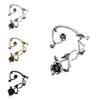 Dark Style Flower Ear Hooks Metallic Jewelry For Female Fashion