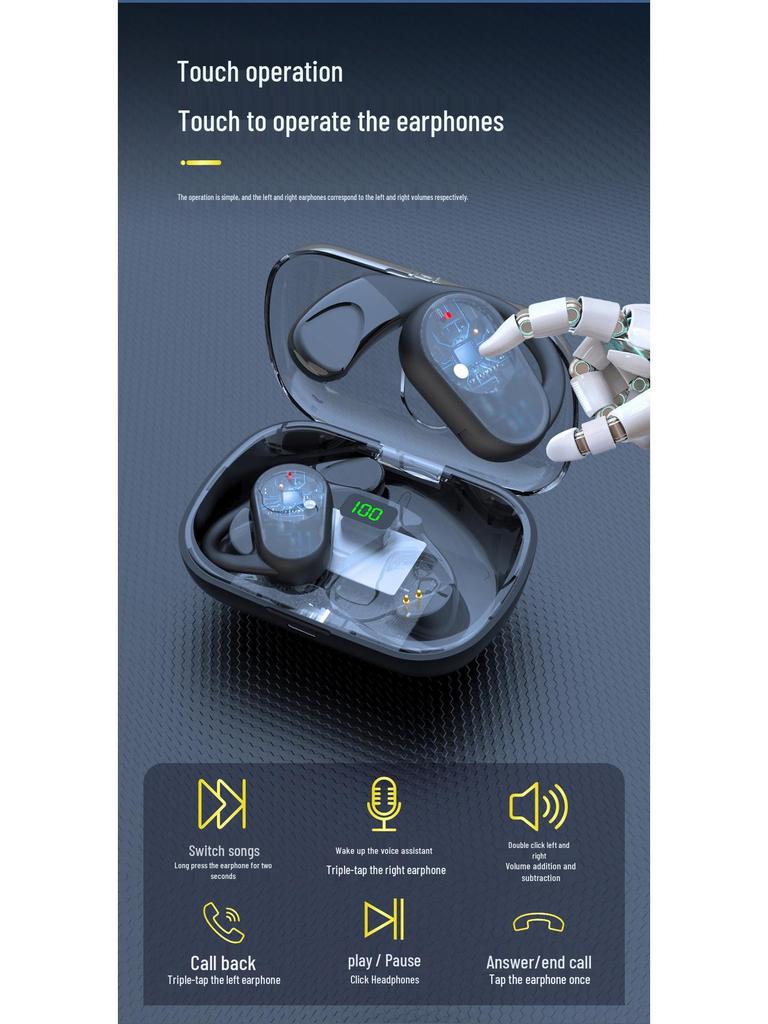 OWS Высококачественная Bluetooth-гарнитура костной проводимости с цифровым дисплеем