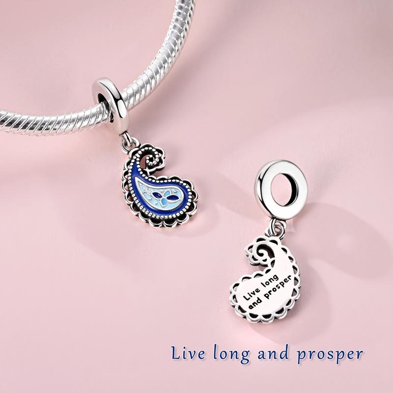 Синие подвески-капли воды, бусина, медная подвеска-шарм, подходит для браслета-бэнгла, ожерелья, самодельные украшения