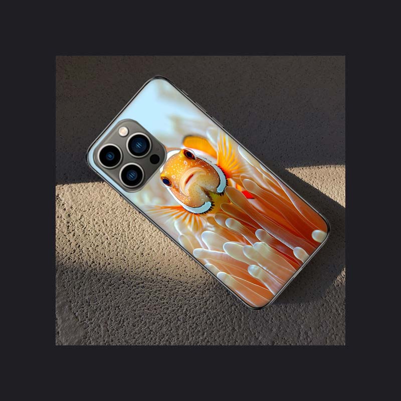 Чехол для телефона с рыбой-клоуном и морской анемоной для Iphone 16 15 Plus 13 12 Mini 17Air 16E 11 14 Pro 17 Pro Max Защитная крышка Оболочка Coque Мягкий Прозрачный
