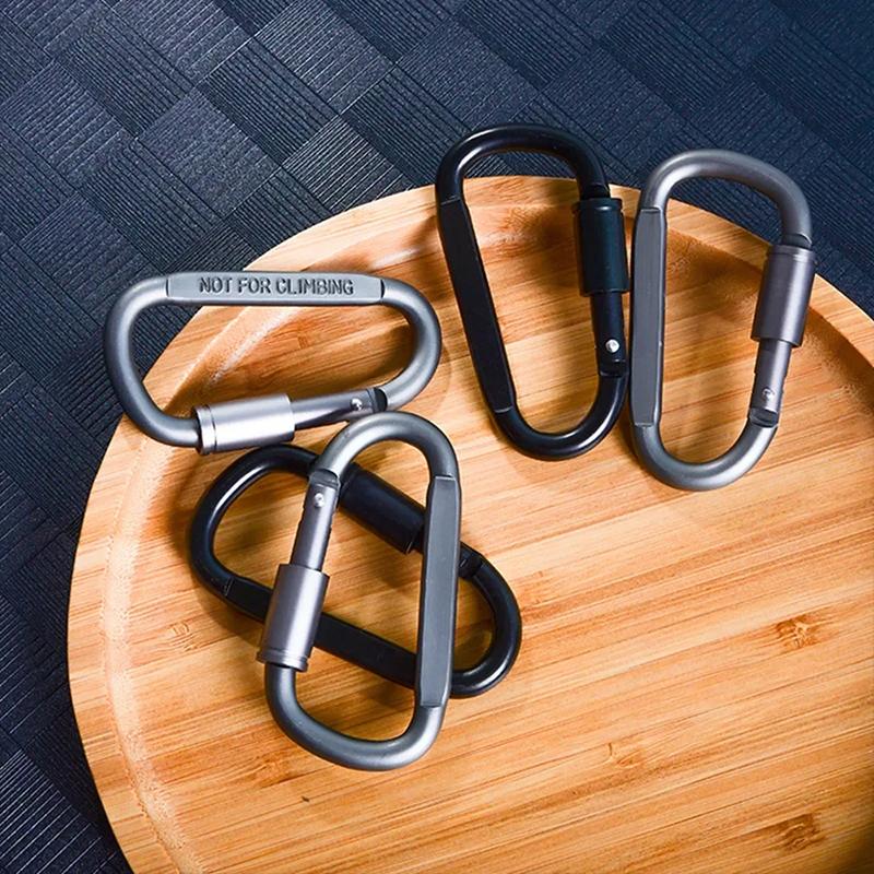 Carabiner Set for Key Camping Survival EDC Outdoor Keychain Clip Alloy Aluminum Tactical Caribiner Hook Karabiners Black 6Pcs