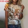 XXS-6XL Футболка размера плюс женская футболка с принтом животных 3D повседневные футболки с коротким рукавом топы модная уличная одежда с круглым вырезом женская одежда