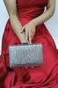 Women's Stylish and Useful Evening Dress Bag Women's Platinum Glass Stone Chain Strap Evening Bag