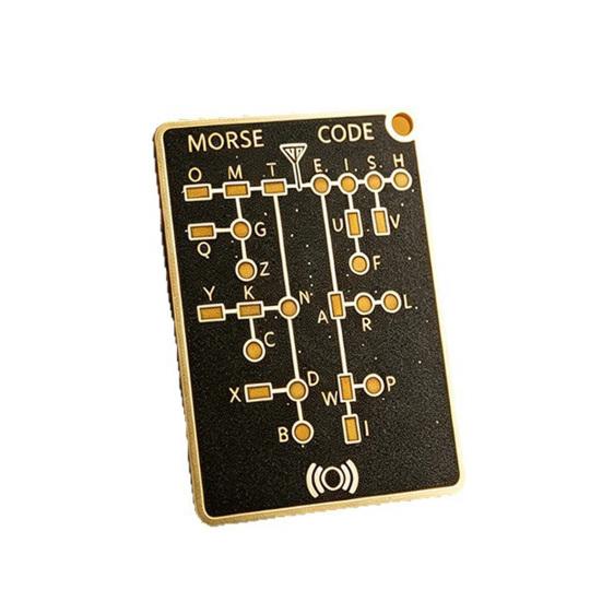 Morse Code Trainer Card, Professional PCB Style Electronic Learning Tool with Interactive LEDs & Signal Buttons, Pocket-Size Portable Telegraph