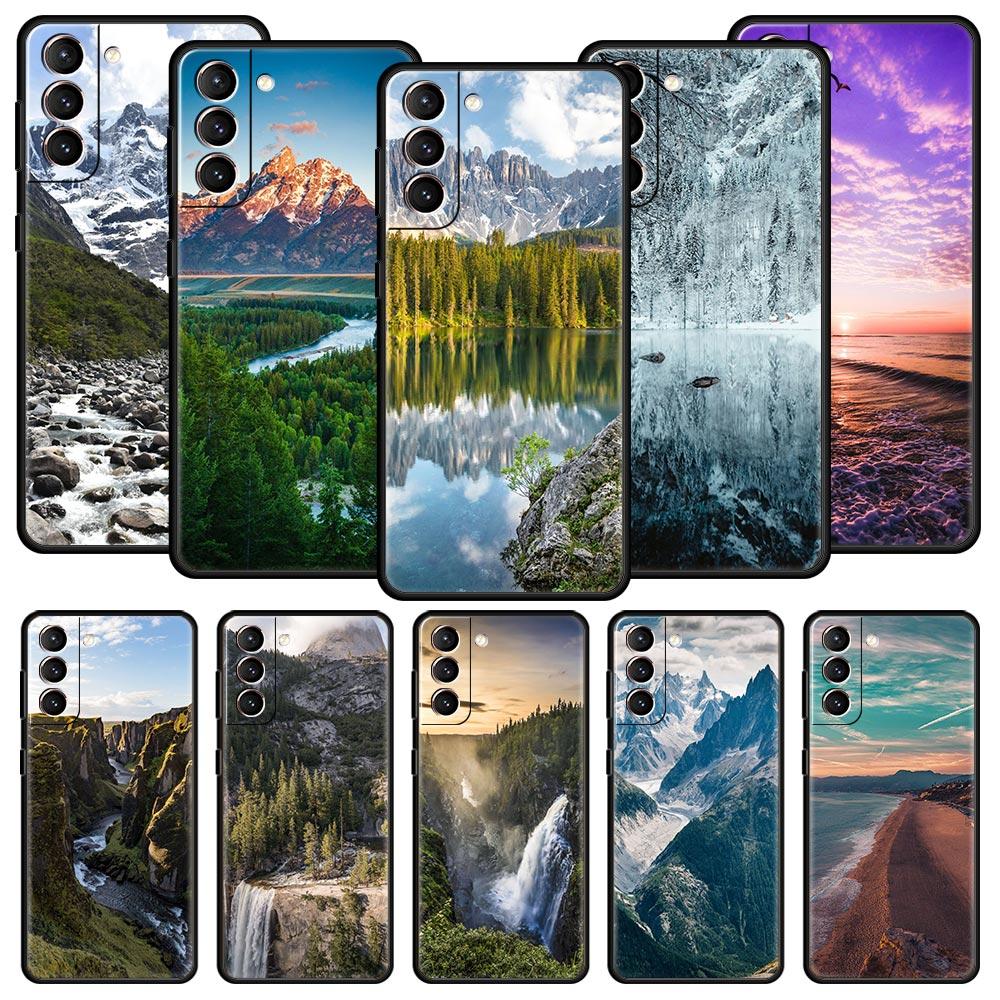 Чехол для телефона Природа Пляж Восход Горы Лес Для Samsung Galaxy S23 S24 S22 S21 S20 FE Ultra 5G S10 S10E S9 S8 Plus