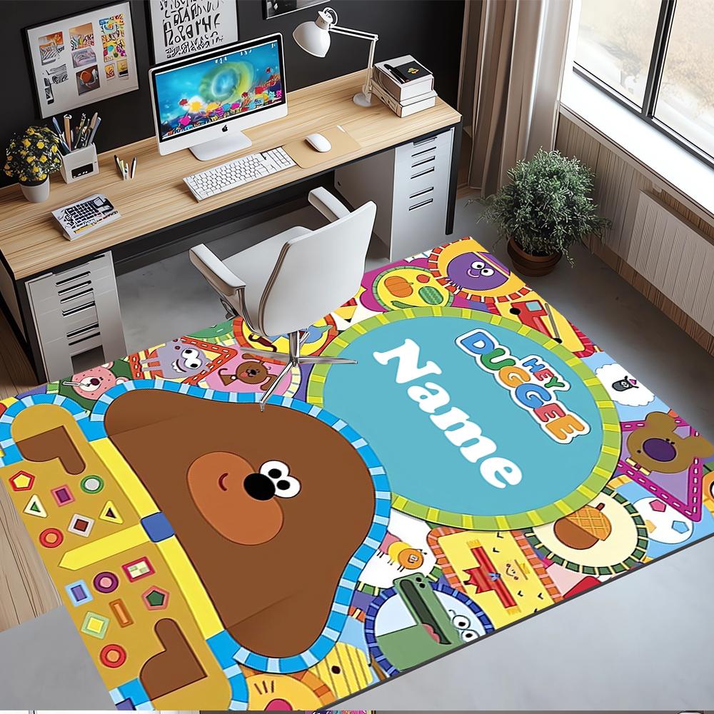 Custom Name Hey Duggee Printed Carpet,Rug for Office Chair Living Room Bedroom Kitchen Room Decor Gifts.