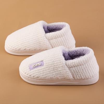 Хлопковые тапочки на танкетке женские осень-зима 2025 новые домашние комнатные на толстой подошве бархатные теплые и нескользящие парные хлопковые туфли женские