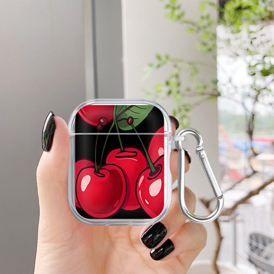Прозрачные чехлы для наушников Чехол-футляр Для Airpods 4 2 Pro 3 Pro2 1 Pro3 Красная вишня