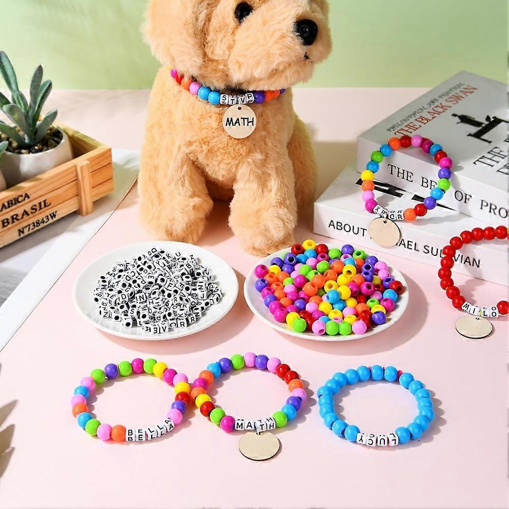 DIY Pet Dog Collar Kit, 1124 Pieces with Pipe Cleaners, Plastic Beads, Alphabet Beads, Wooden Discs, Pet Party Supplies