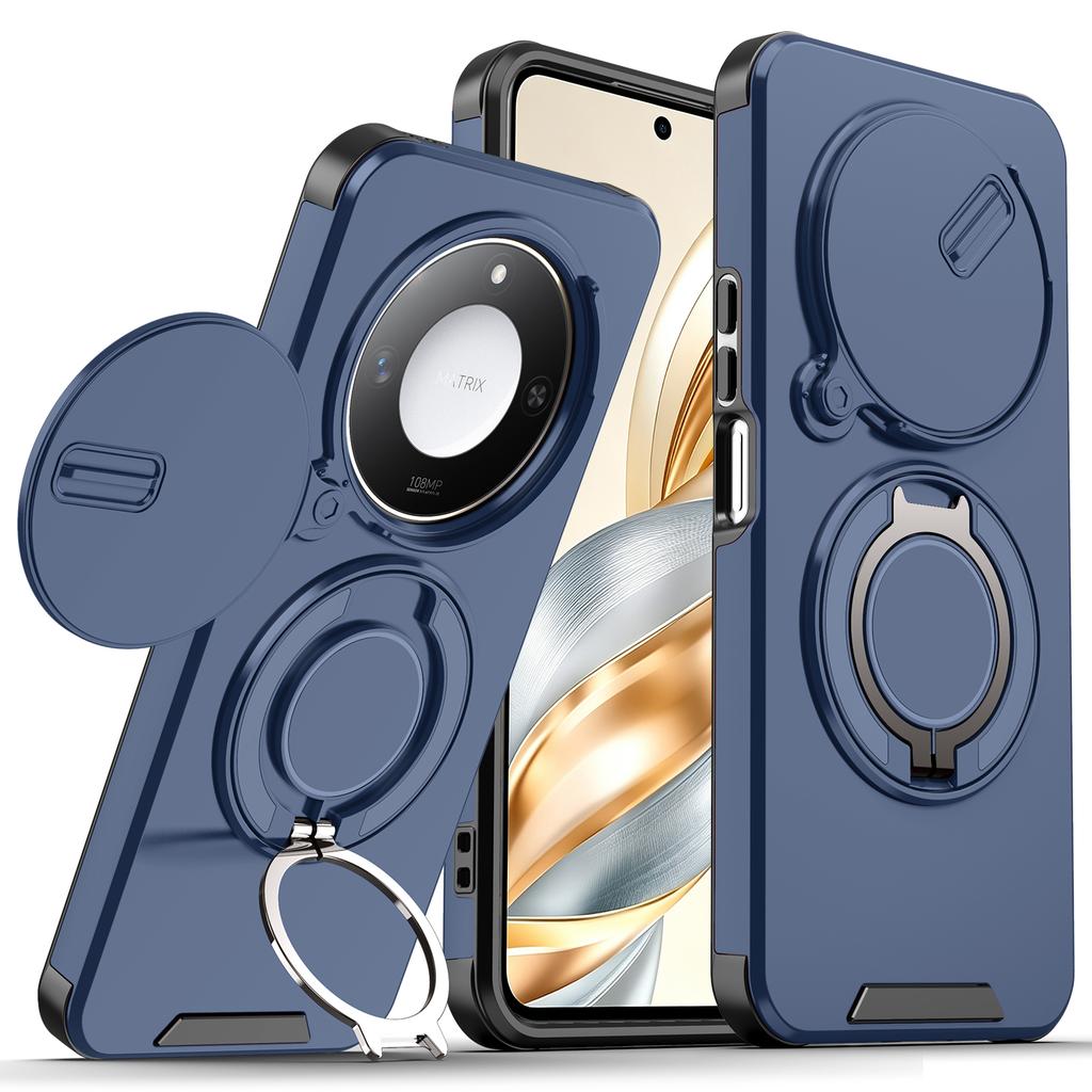 Магнитное металлическое кольцо-подставка Бронированный чехол Для Honor X9c Smart X60 5G Слайдер-окно Защита объектива ТПУ-каркас Пластиковая крышка телефона