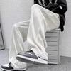 Summer Korean Fashion Simple Ice Silk Wide Leg Pants Men Solid Elastic Waist Pockets Thin High Street Loose Straight Trousers