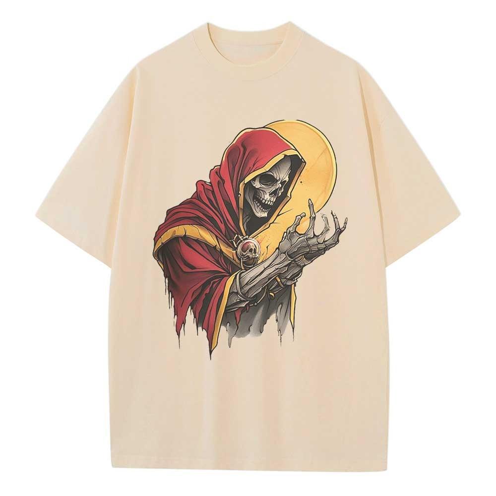 Heavy Cotton Baggy T Shirt Evil Wizard Graphic Tees Dropped Shoulder Vintage Unisex Tops Oversize T Shirts Breathable Print