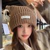 Вязаная шапка для женщин Осень и зима Корейская версия Шапка, подчеркивающая маленький размер лица Большая окружность головы Теплая защита ушей Шапка-пуловер