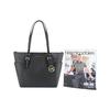 Michael Kors Mk Charlotte Винтажная Однотонная Сумка-тоут Большой Вместимости с Подвеской-логотипом для Поездок на Работу и Покупок Женская тоут Черная 35T0GCFT7L-BLACK