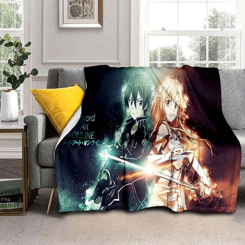 Одеяло с героями мультфильмов «Sword Art Online SAO», мягкое одеяло для дома, спальни, кровати, дивана, пикника, путешествия, офиса, детское одеяло