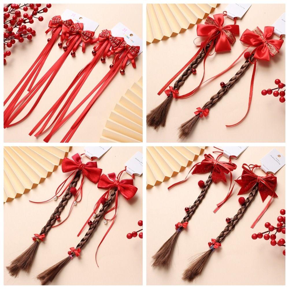 Tassel Hanfu Red Hairpin Bow New Year Headwear Hair Accessories Children Braided Ponytail