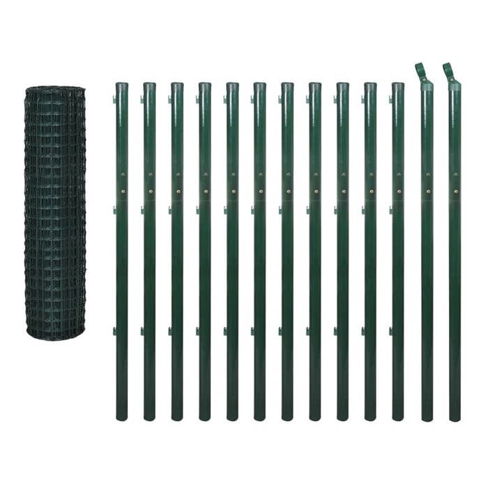 VidaXL Garden Border Fence Set Euro 25 X 1.7 M Steel Green 142380