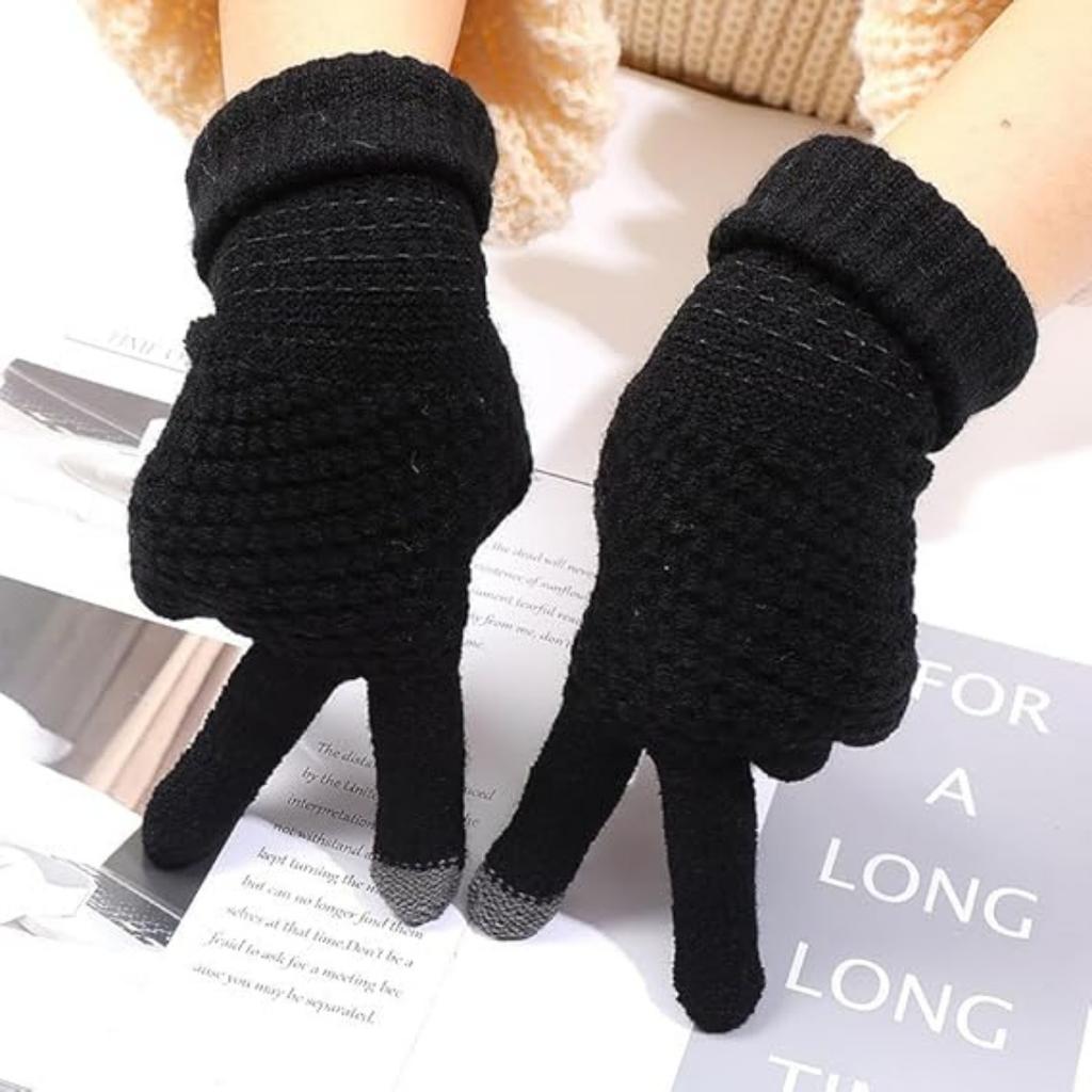 Теплые перчатки для женщин и мужчин. Вязаные варежки с флисовой подкладкой.