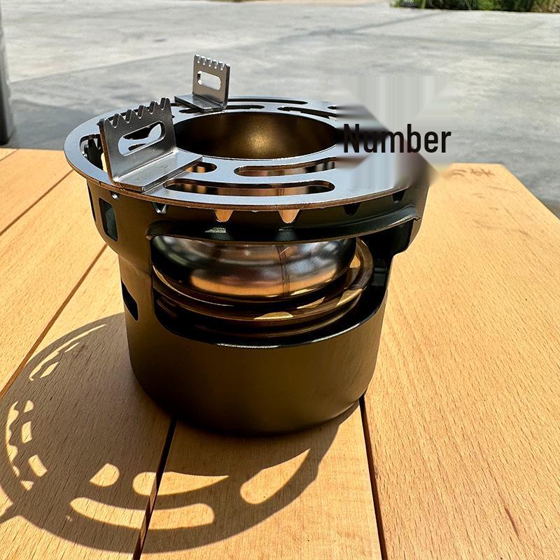 Aluminum Alloy Outdoor Alcohol Stove with Teapot and Insulated Heating Base for Picnic and Household Use