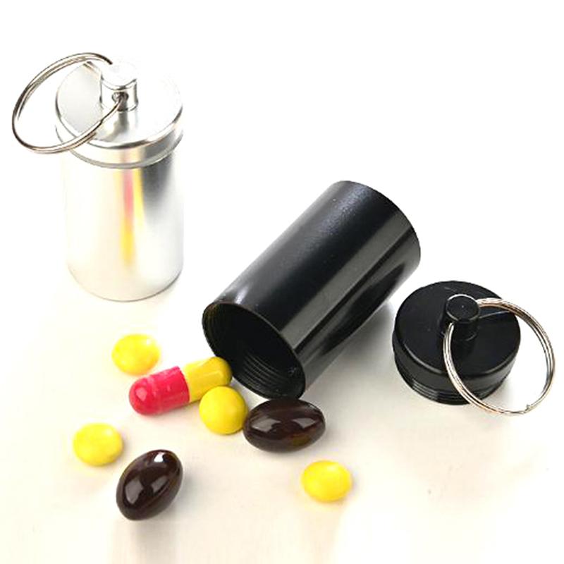 Compact Aluminum Alloy Medicine Container – Portable, Waterproof Pill Case with Keychain for On-the-Go Storage