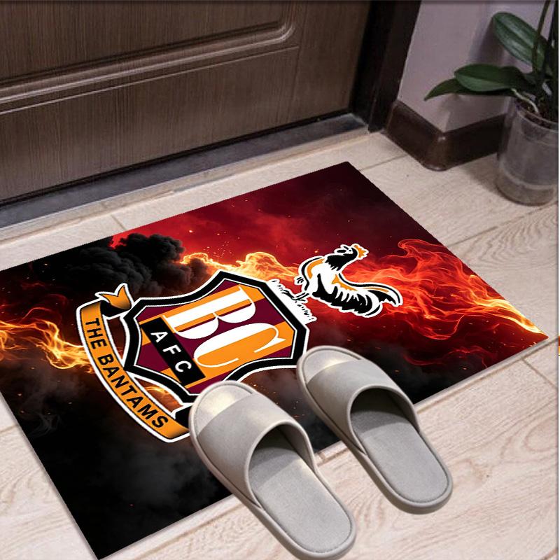 Bradford City AFC Pattern Rug, Indoor/Outdoor Mat, for Picnic, Gameroom, Bedroom, Office, Living Room, Home Decor Carpet, Birthday Gift
