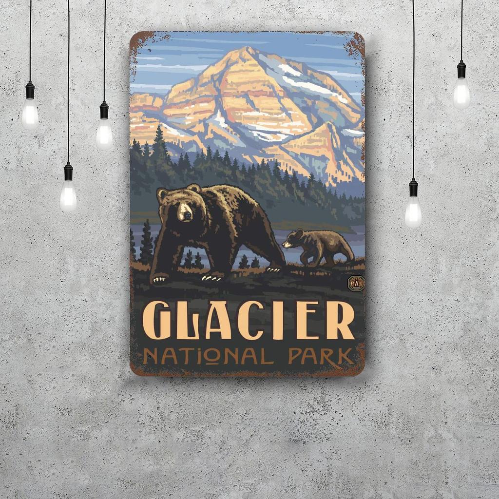 glacier national park Funny Bar Metal Sign Retro Plaque Vintage Sign Alcohol Drinker Pub Club Kitchen Wall Decoration