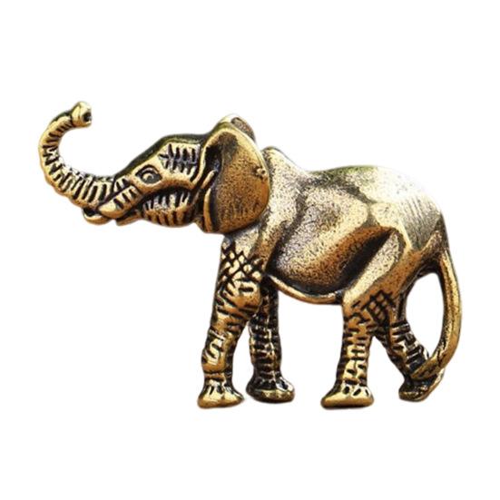 Mini Elephant Ornament Retro Solid Alloy Elephant Figurine Desktop Elephant Statue for Car