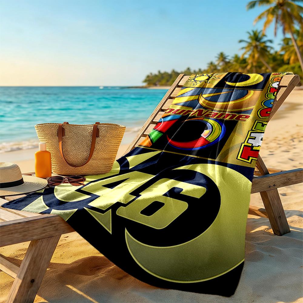 Doctor46 Customize Text Beach Towel Super Soft Absorbent Ideal For Travel Outdoor Swim Pool Yoga Surf Camping Hiking Gym Gift Holiday