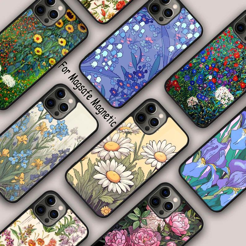 Flower Plant Art Magnetic Phone Case For APPLE iPhone 17 Air 16 14 13 12 Pro Max 15 Plus Wireless Charge With MagSafe Cover