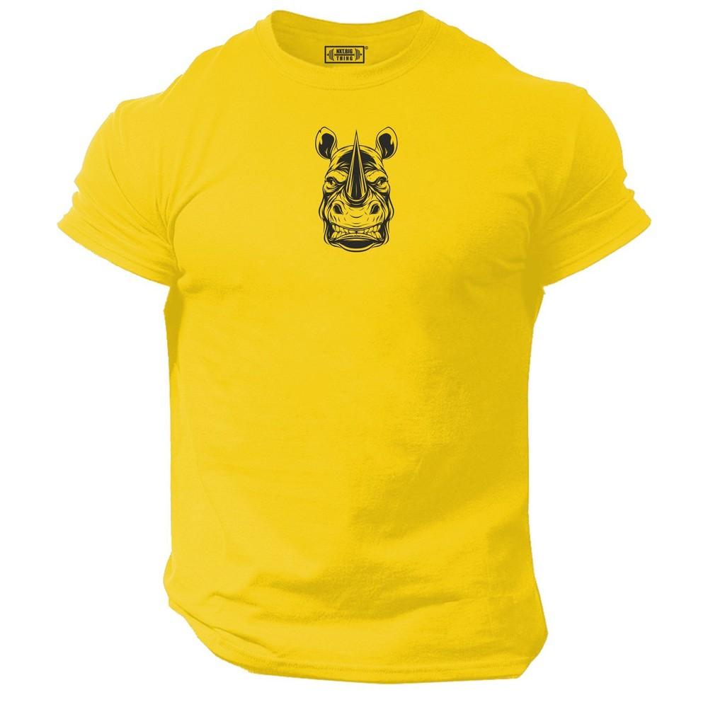 Rhino Face T Shirt Gym Clothing Bodybuilding Training Workout Exercise Mma Top