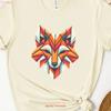 Geometric Unique Art Fox T Shirt Modern Animal Holiday Pet For Her Design Sleek Vintage Breathable Fashion Streetwear
