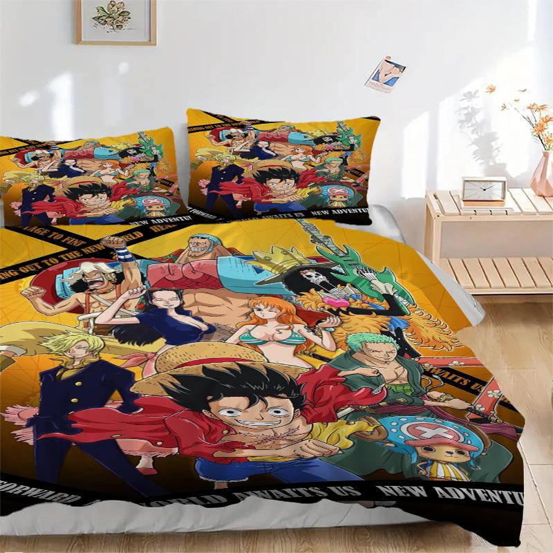 One Piece Bedding 3 Piece Set HD Print Duvet Cover Pillowcases for Teens Adult Bedroom Decoration Christmas Gift C374