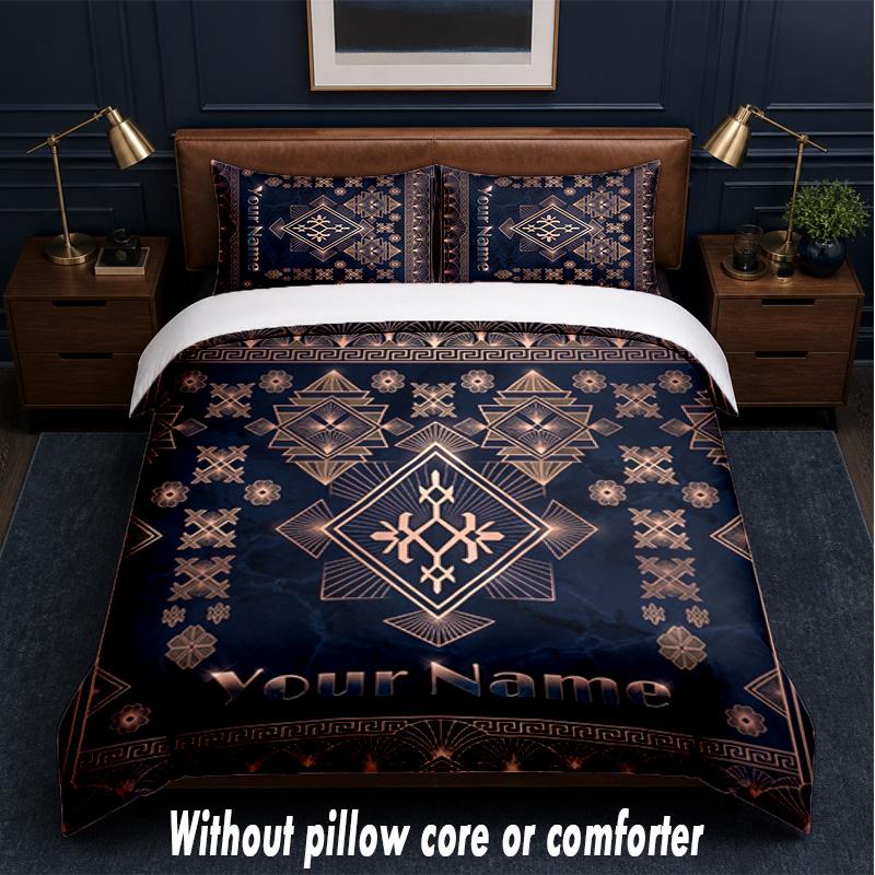 Art Deco Theme Custom Text Or Name 3Pcs Bedding Set,1 Flat Sheet & 2 Pillowcases Personalized Home Bedding