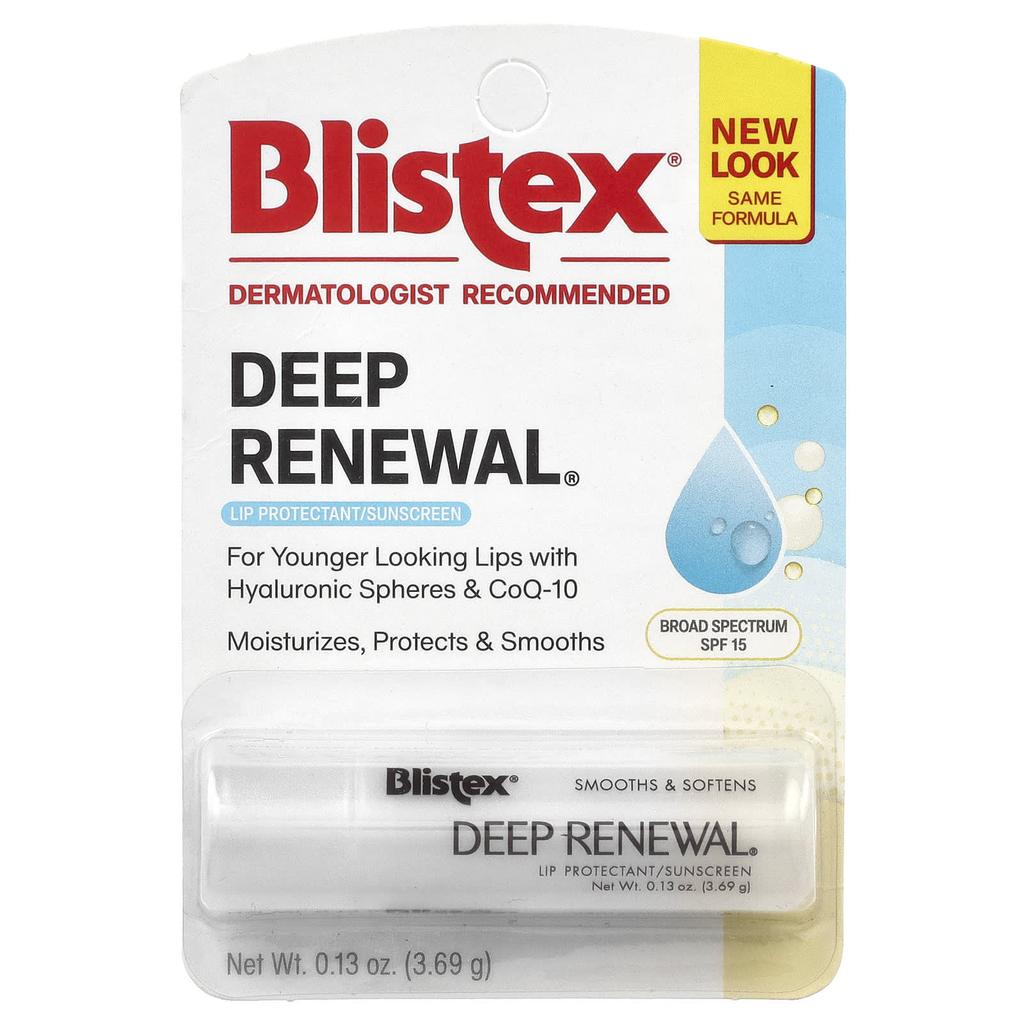 Blistex, глубокое обновление, защита губ/защита от УФ-излучения, SPF 15, .13 унций (3,69 г)