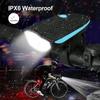 USB Rechargeable Bike Headlight with Horn Waterproof LED Front Light for Mountain Road Bicycle Night Riding Safety