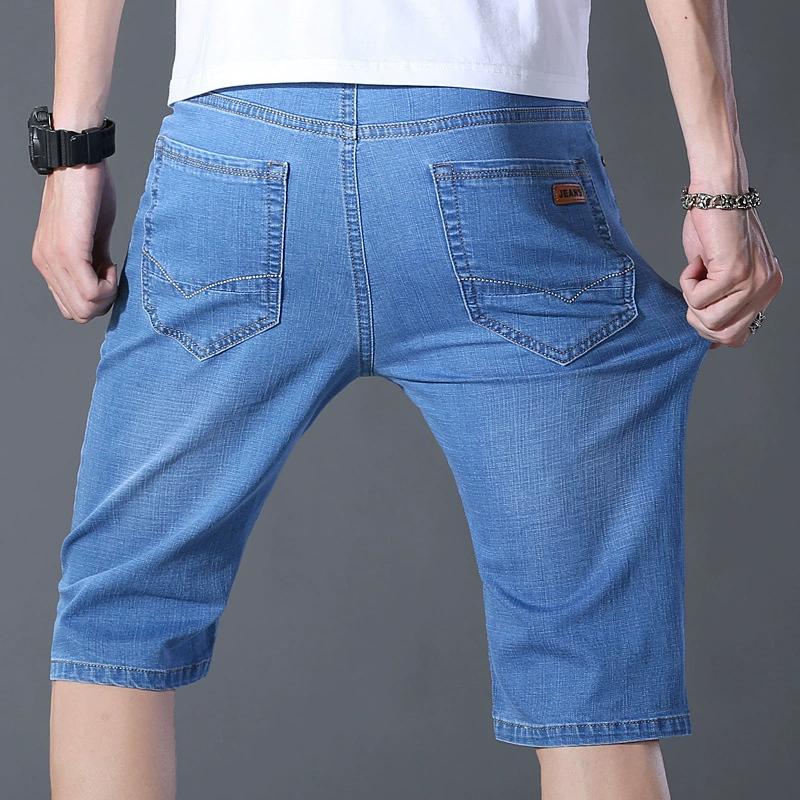 Summer Men Fashion Denim Shorts Men's Slim 5 Points Pants Casual Five Sports Shorts Loose Straight Skinny Trousers Plus Size