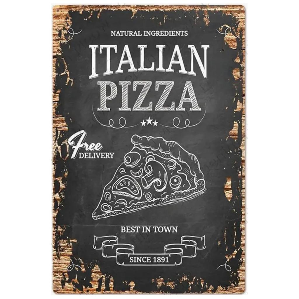 Vintage Pizza Zone Plaque Great Food Metal Sign Pub Bar Home Decoration Best Homemade Poster Italian Pizza Wall Art Plate