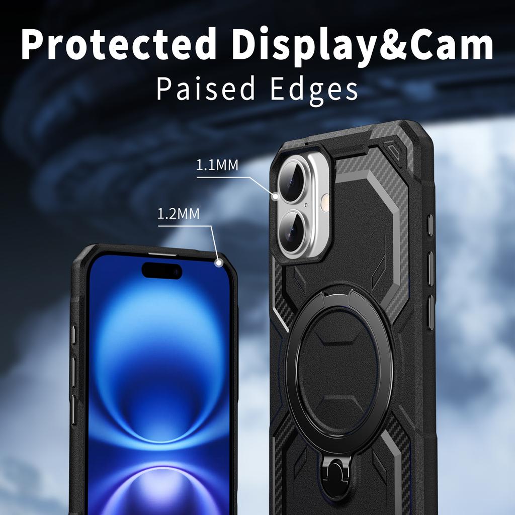 For iPhone 16 Plus Case Compatible with MagSafe Kickstand TPU+PC Phone Cover