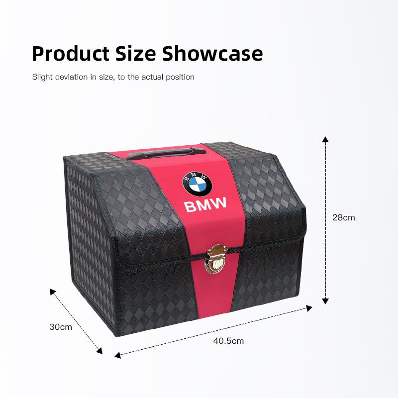 DKHN5 Carbon Fiber Leather Car Storage Box Leather Auto Trunk Organizer Stickers For BMW X1 X2 X3 X5 X4 X6 X7 G30 G20 G32 G11 G12 F40