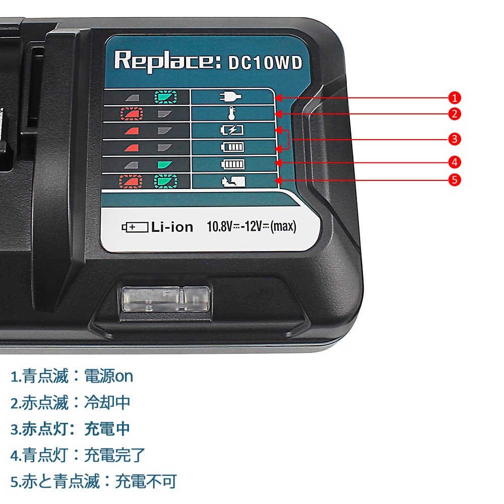 Зарядное устройство WaitleyDC10WD, совместимое с Makita, со светодиодным индикатором, совместимое с серией BL1015, система защиты зарядки, поставляется с безопасным и