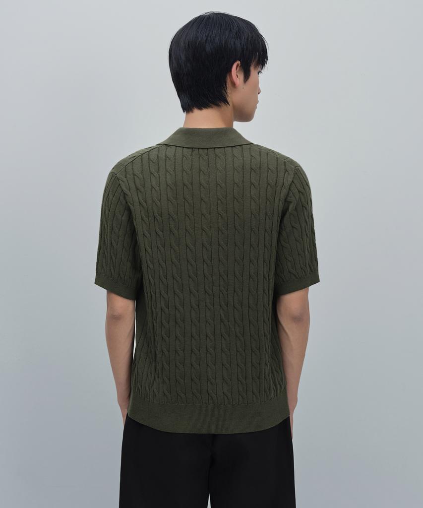 MUSINSA STANDARD Cable Knitted Polo Shirt [Khaki]