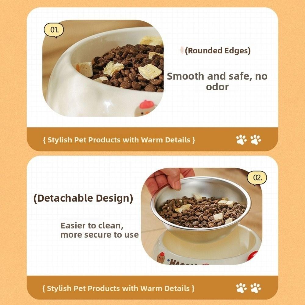 Cartoon Cat Food Water Bowl Anti Slip Cat Bowl Pet High Footed Bowl Pet Supplies