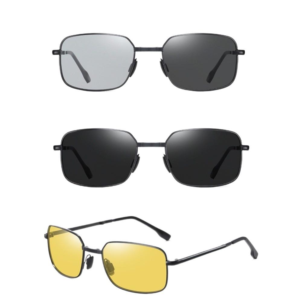 3 шт. Модные складные фотохромные солнцезащитные очки для улицы, поляризационные очки для вождения, вождение с оправой из сплава, квадратные очки для мужчин