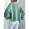 Knitted Cardigan Women's Autumn and Winter New Item Casual Loose V-neck Lantern Sleeves Knitted Sweater Women