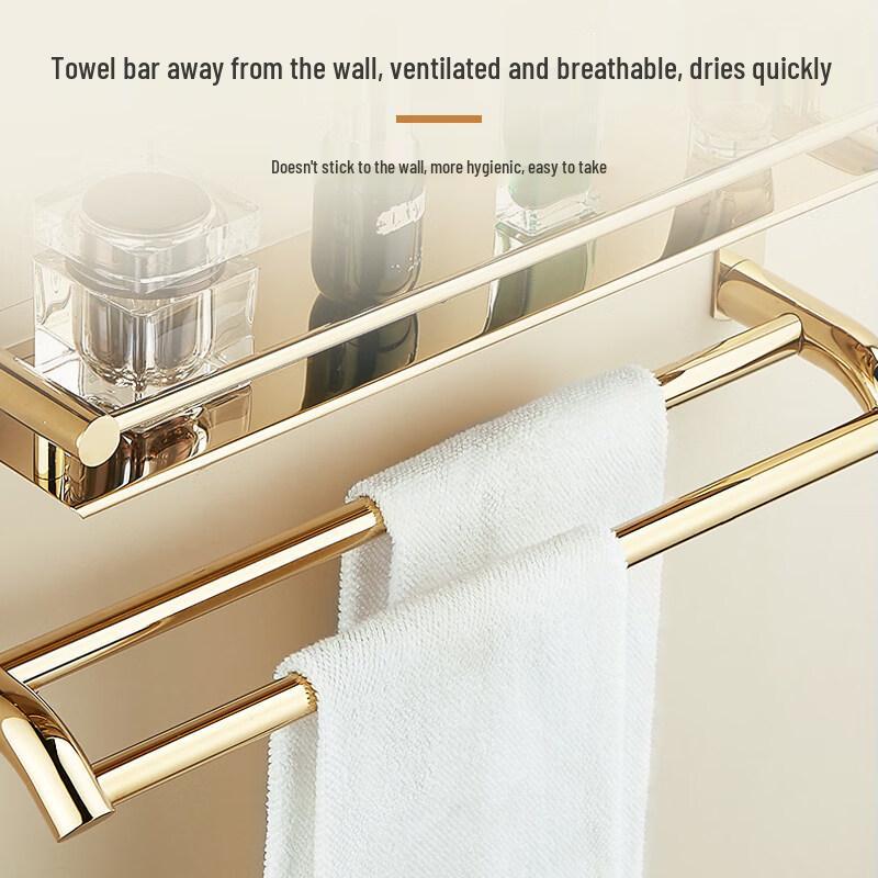 No-Drill Stainless Steel Double-Layer Towel & Storage Rack