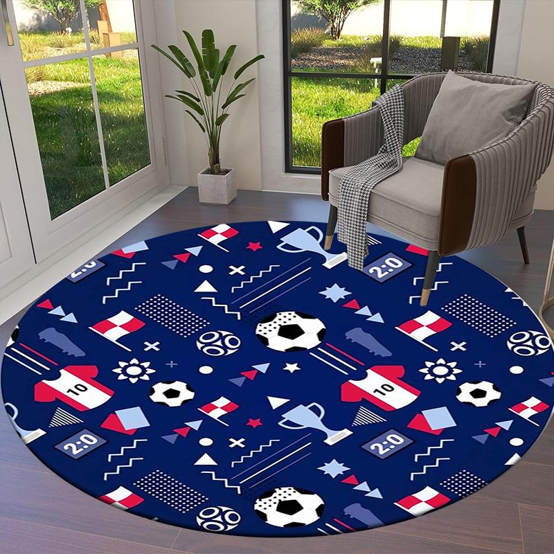 1pc Office Carpet Chair Mats Soccer-themed Circular Pattern Perfect for Decorating Office Chairs, Living Rooms, Or Bedrooms