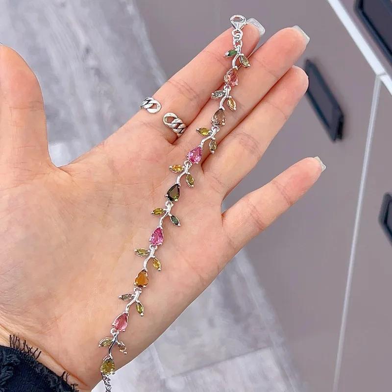 Sace Gems Браслеты из стерлингового серебра 925 пробы с натуральным турмалином 5*7 мм для женщин, для помолвки, коктейльной вечеринки, изысканные ювелирные изделия